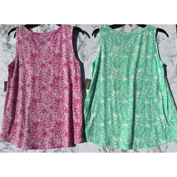 Lot of 2 Style &Co. Womens Medium V-Neck Sleeveless Floral Print Tank Tops - Picture 2 of 4